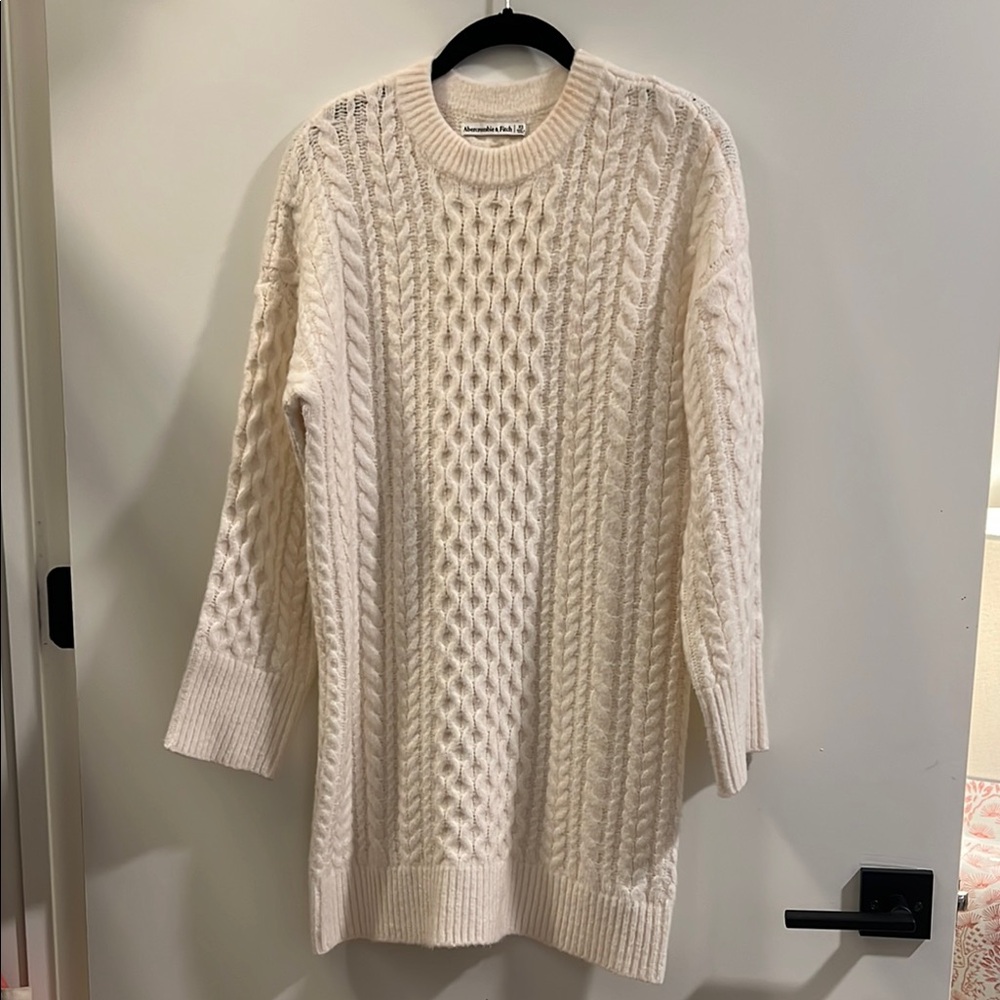 Abercrombie & Fitch Cream Crew Neck Dress